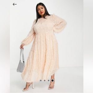 ASOS DESIGN Curve Tiered Midi Dress in Fluffy Texture